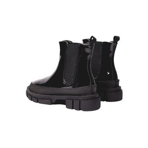 NWOT Truffle Collection Shiny Patent Lug Sole Chunky Black Chelsea Boots